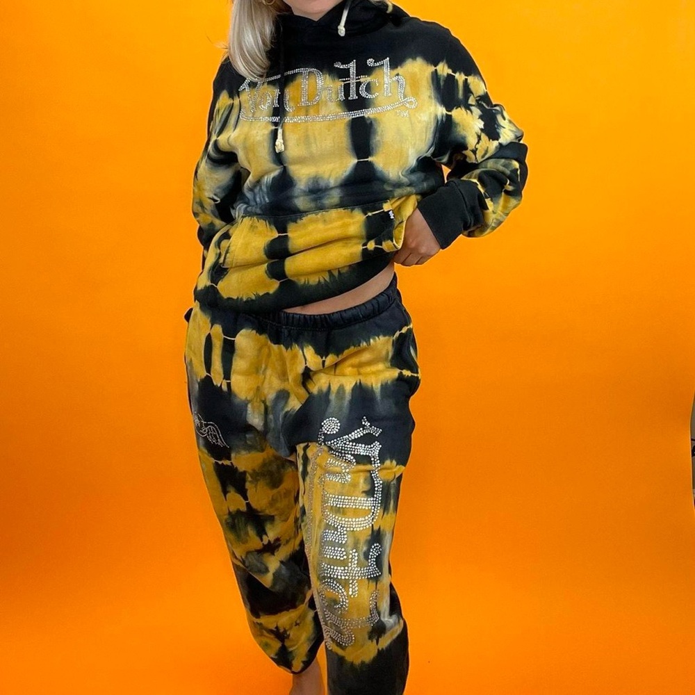 Von Dutch Black and Yellow Tie-Dye Hoodie